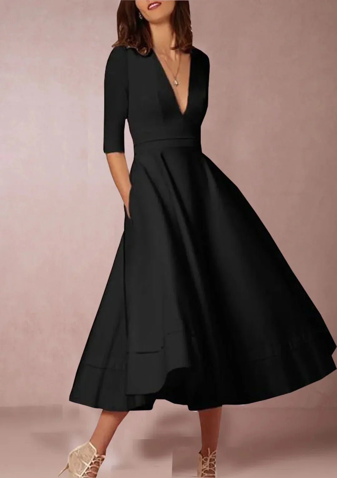 Annalena – Elegant A - Line Midi Dress - Dress - Flaro