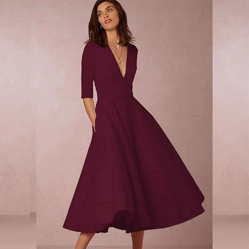 Annalena – Elegant A - Line Midi Dress - Dress - Flaro