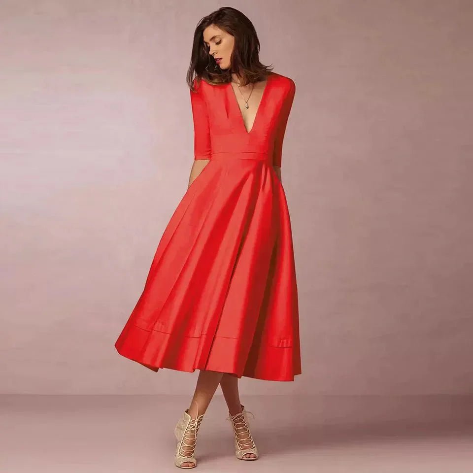 Annalena – Elegant A - Line Midi Dress - Dress - Flaro