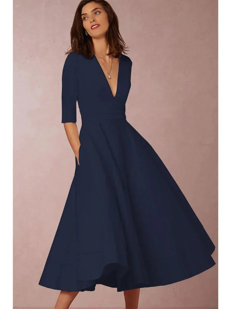 Annalena – Elegant A - Line Midi Dress - Dress - Flaro