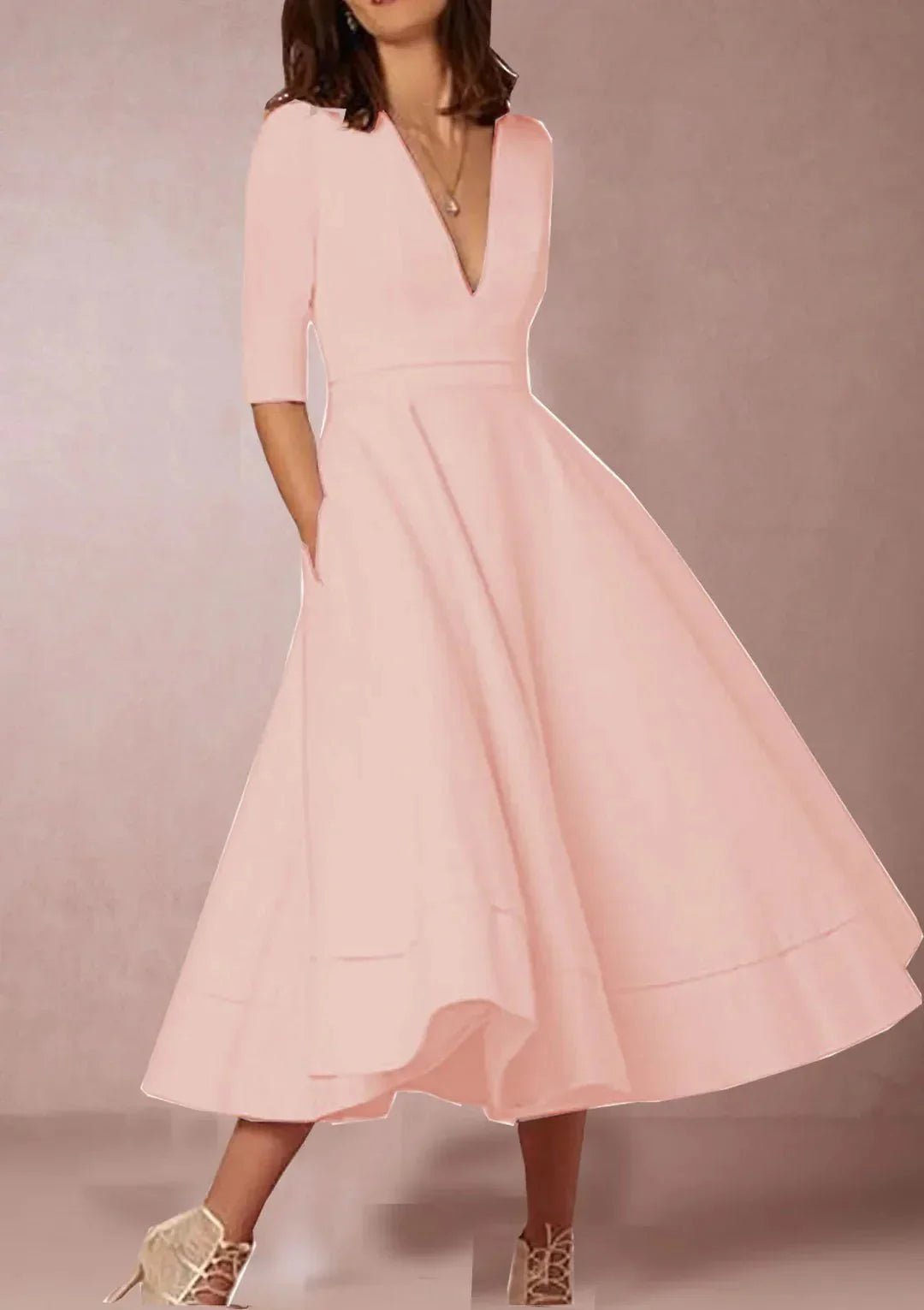 Annalena – Elegant A - Line Midi Dress - Dress - Flaro