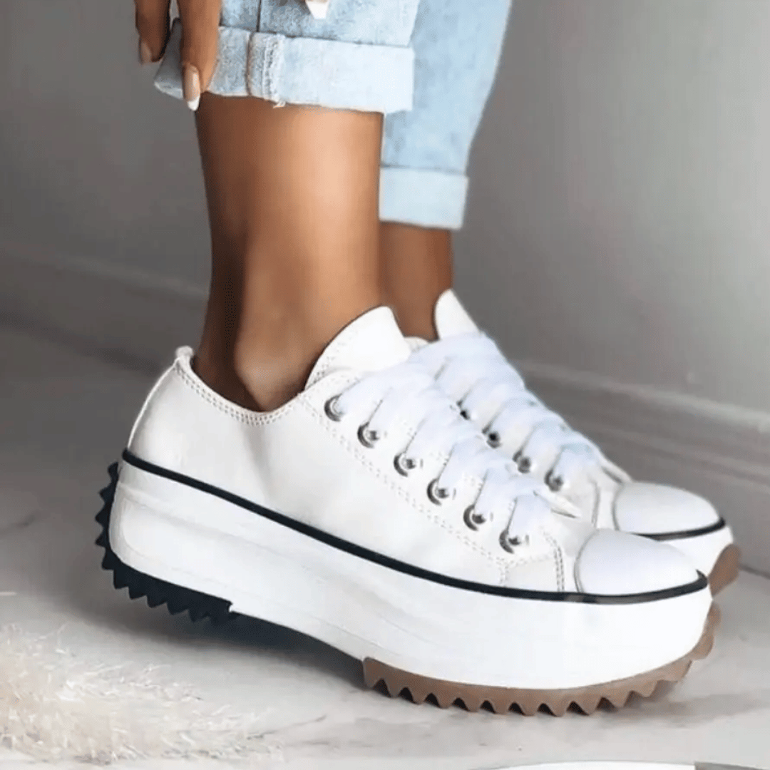 Audrey - Orthopaedic Sneakers with Platform - White - 3