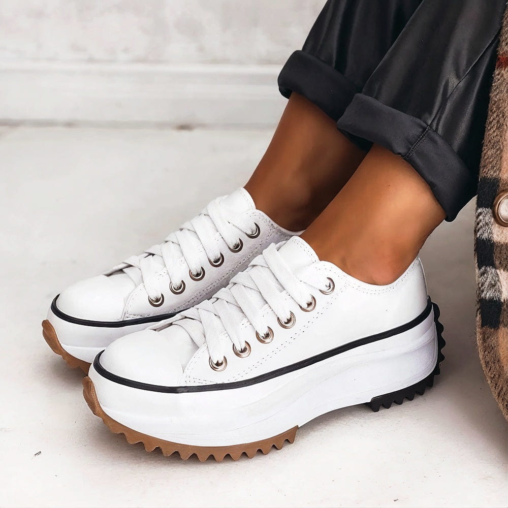 Audrey - Orthopaedic Sneakers with Platform - White - 3