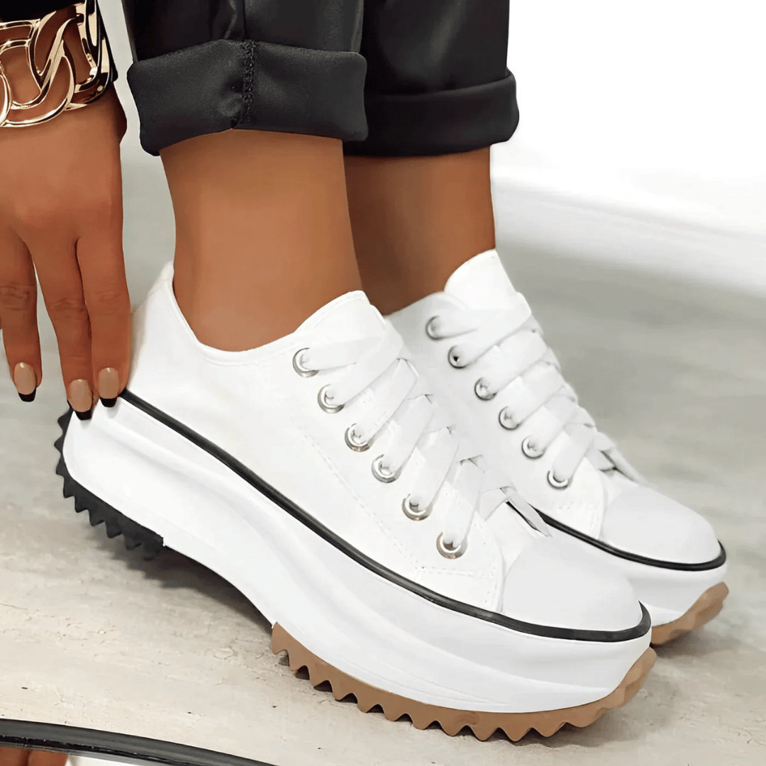 Audrey - Orthopaedic Sneakers with Platform - White - 3