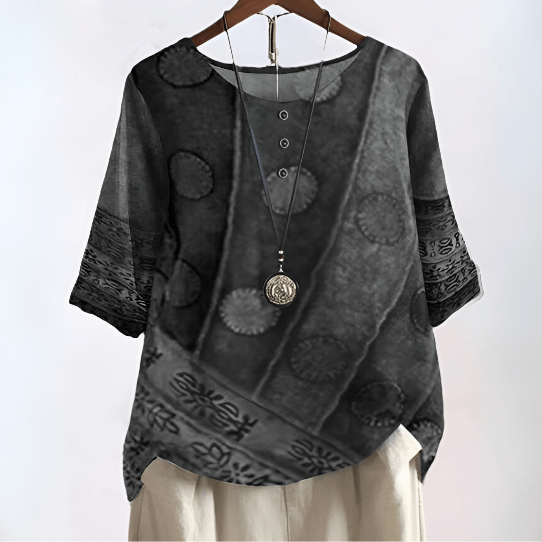 Bertha – Artistic Boho Blouse - Grey - S