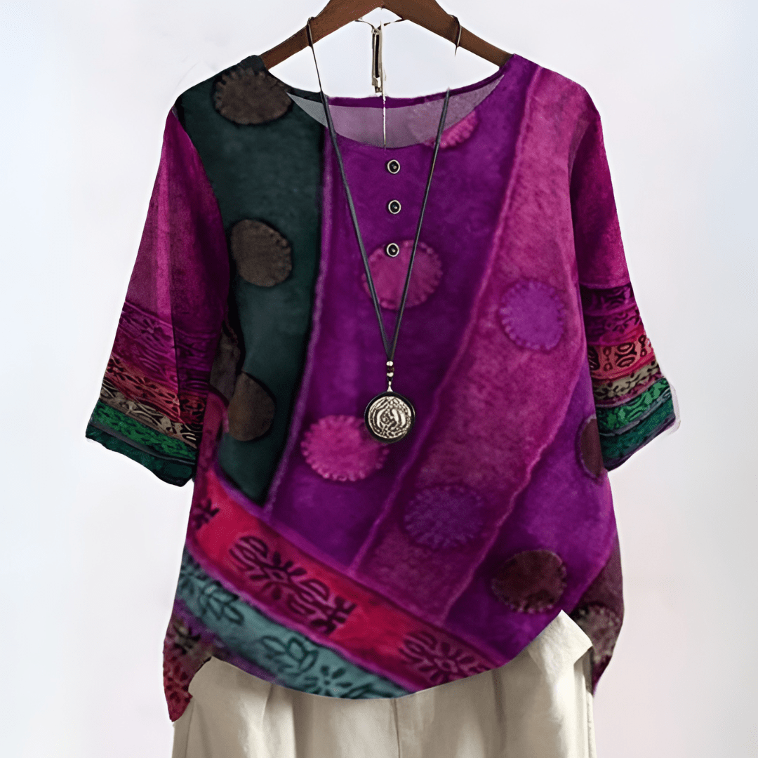 Bertha – Artistic Boho Blouse - Purple - S