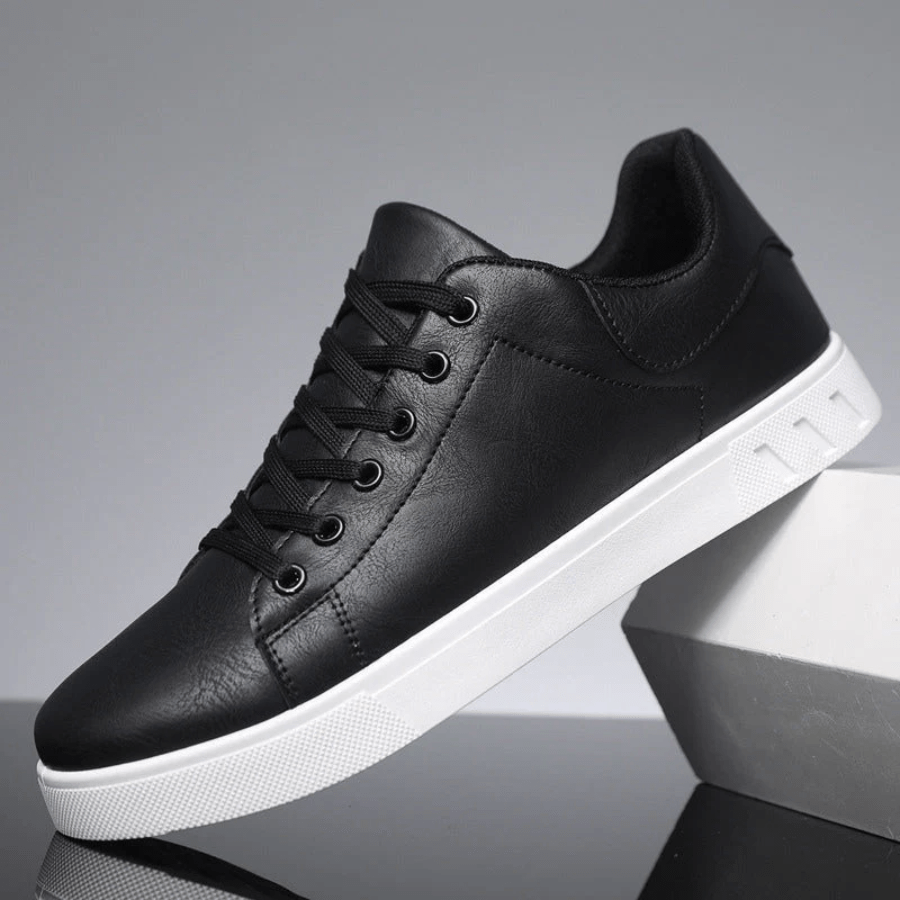Calvin - Leather Sneakers for Autumn for Men - White Black - 5