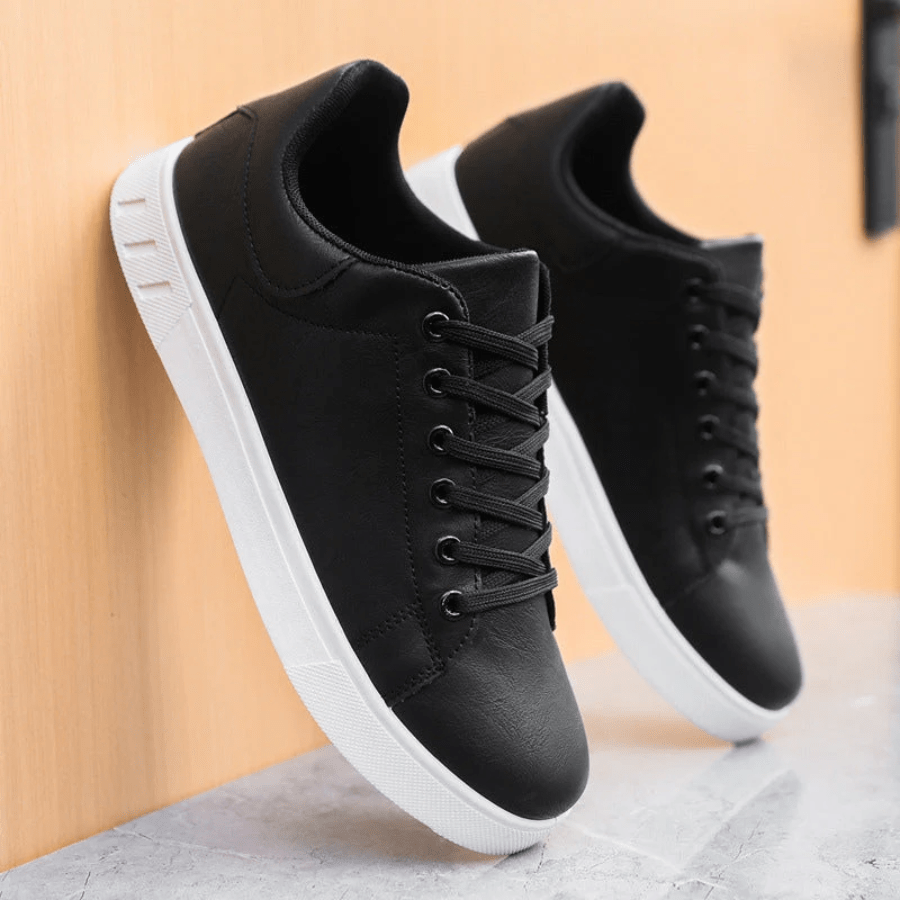 Calvin - Leather Sneakers for Autumn for Men - White Brown - 5