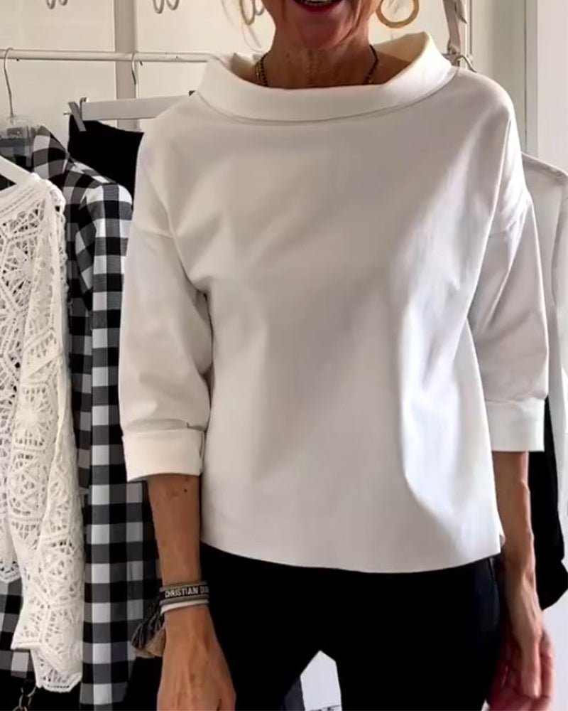 Charlotte - Elegant Slim - Fit Top - White - S