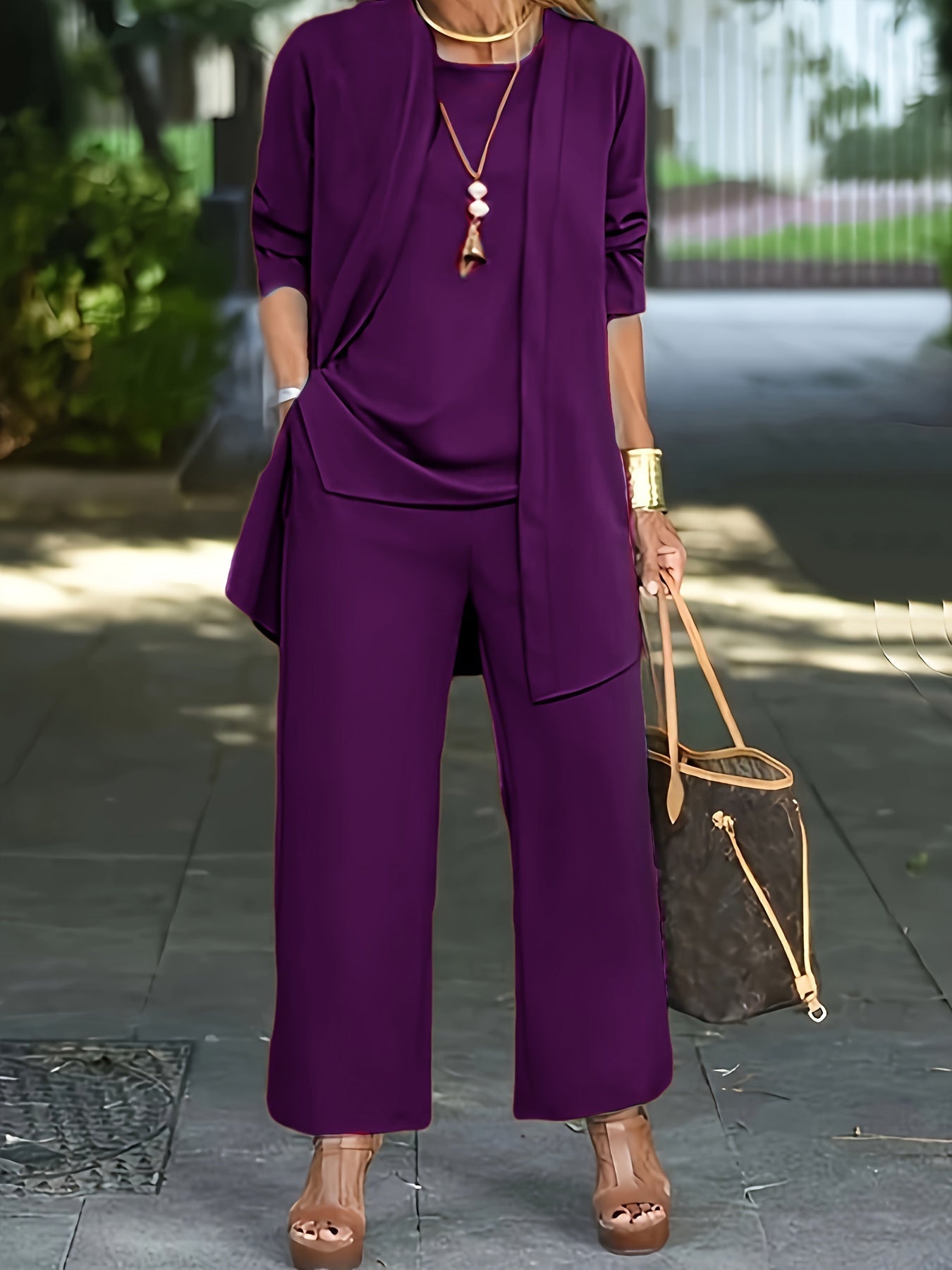 Dianara - Elegant Simple 3 - Piece Set - Purple - S