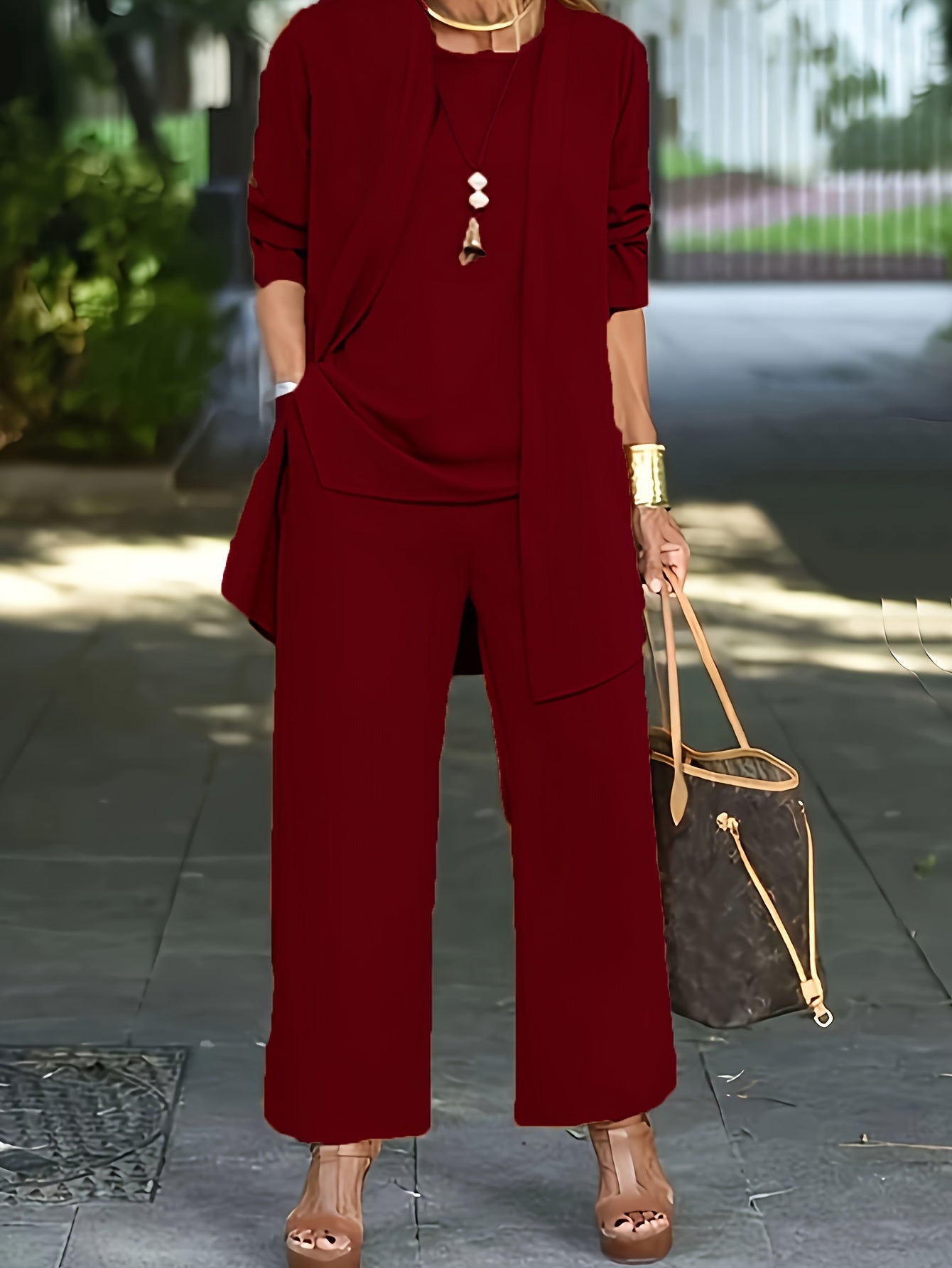 Dianara - Elegant Simple 3 - Piece Set - Red - S