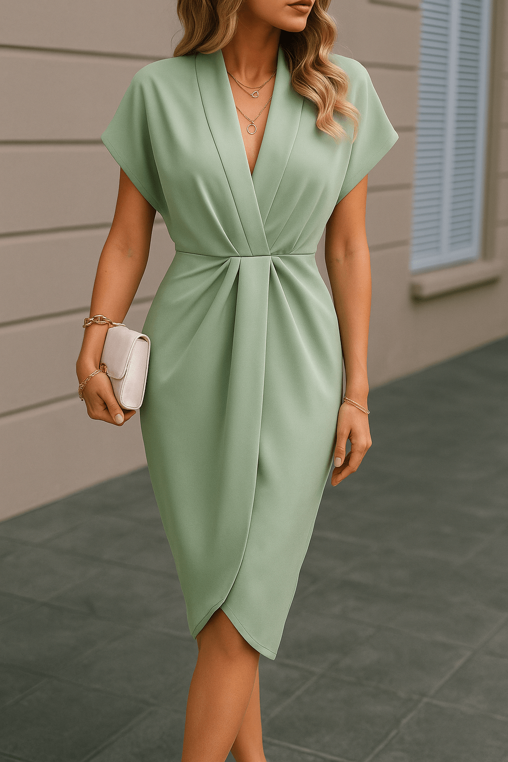 Evelina – Stylish Midi Wrap Dress - Dress - Flaro