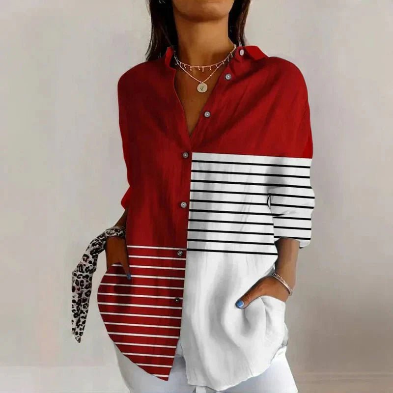 Herta – Exquisite Blouses in Premium Style - White - Red - S