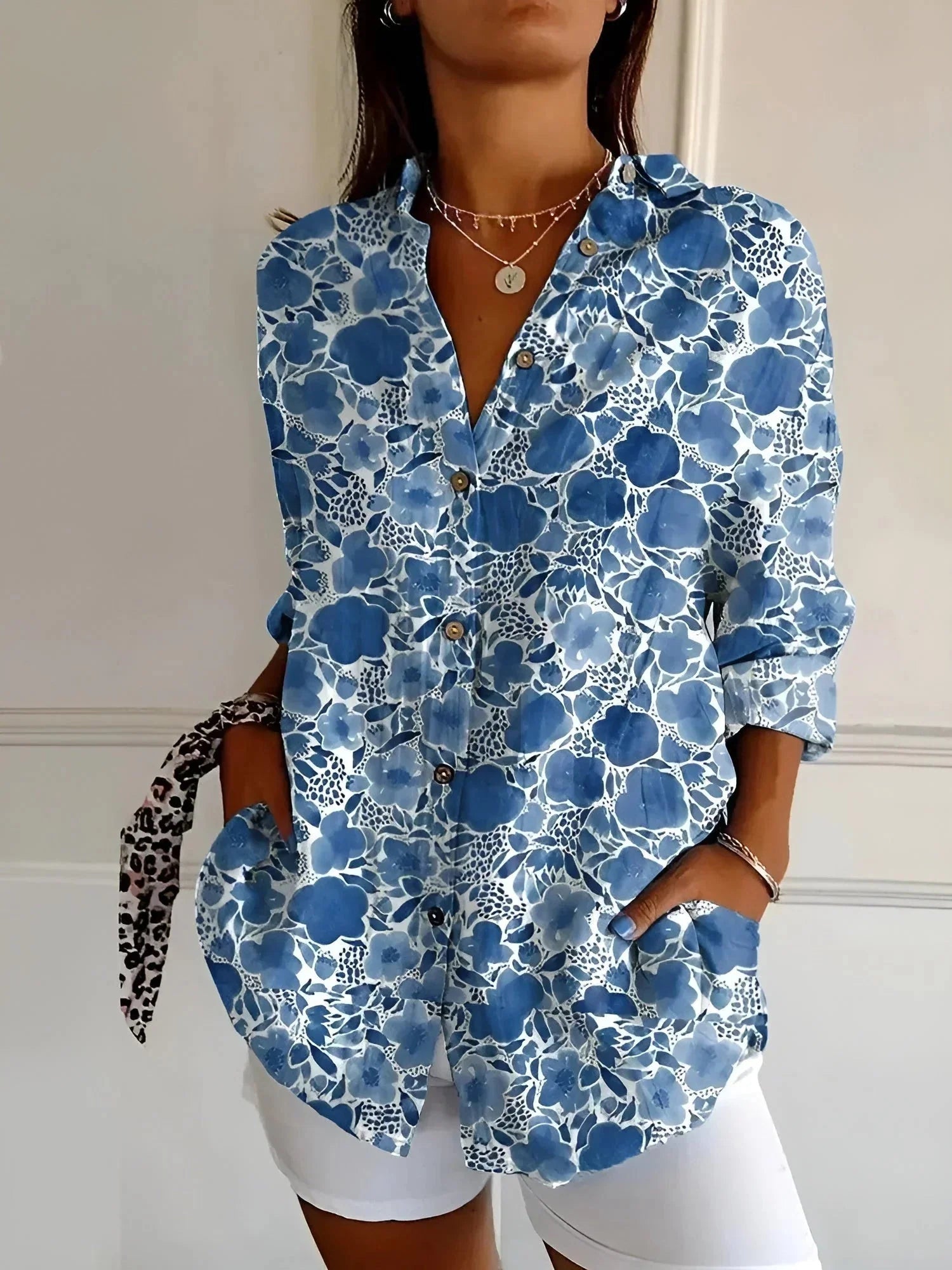 Herta – Exquisite Blouses in Premium Style - Blue - S