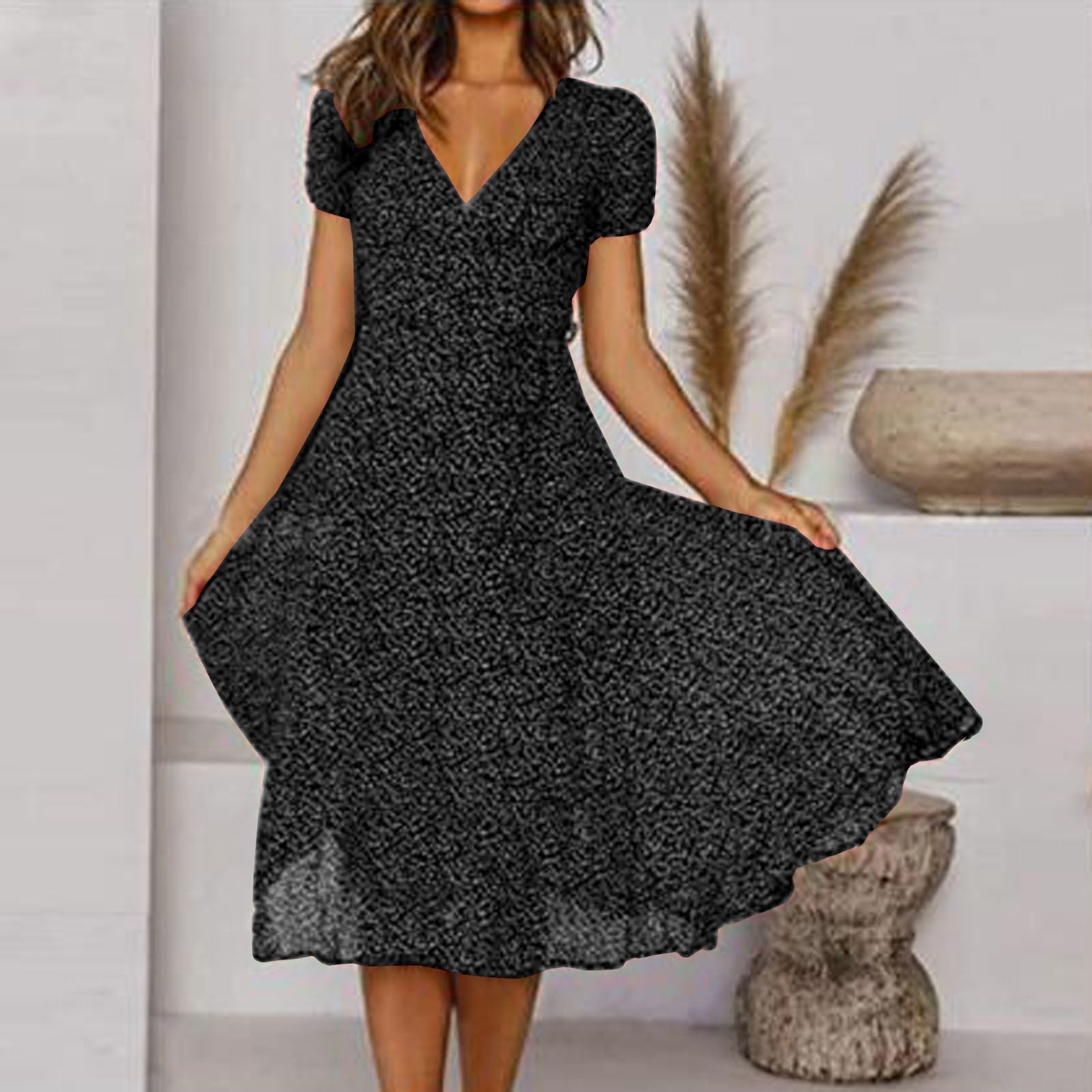Isalie – Elegant V - Neck Summer Dress - Dresses - Flaro