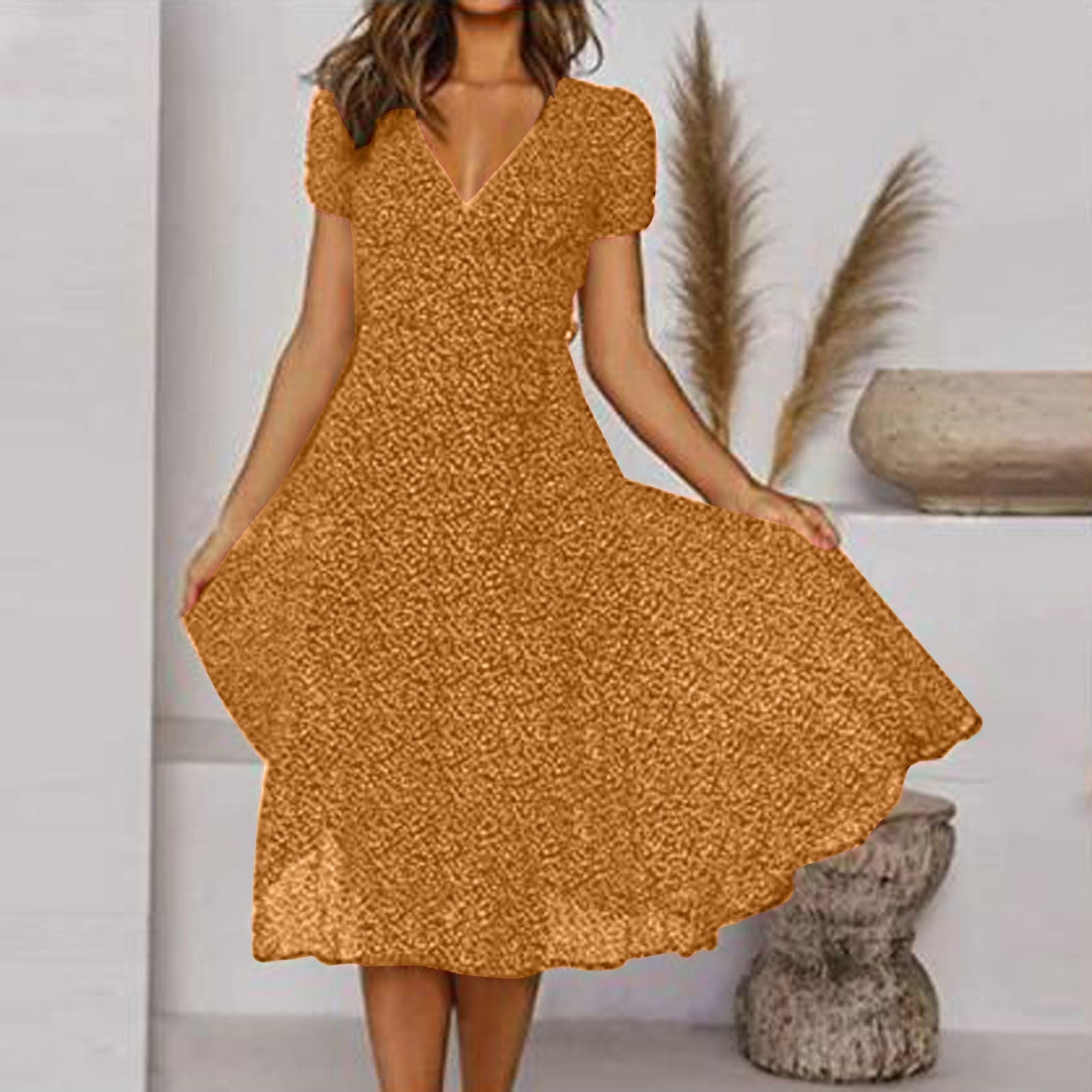 Isalie – Elegant V - Neck Summer Dress - Dresses - Flaro