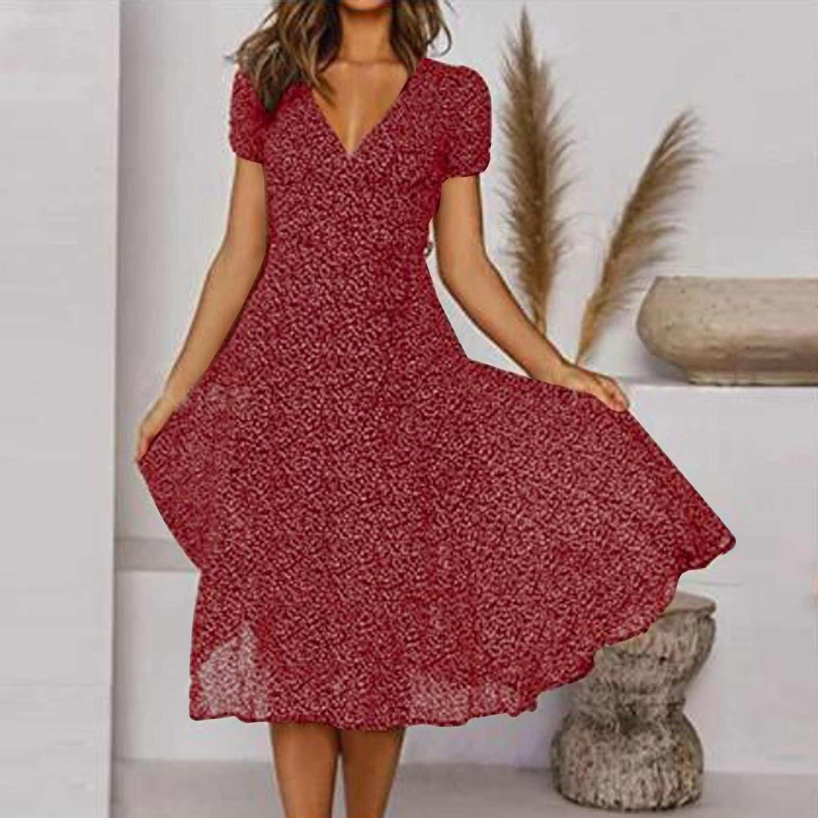 Isalie – Elegant V - Neck Summer Dress - Dresses - Flaro