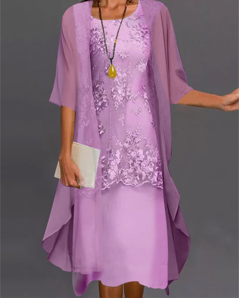Leonie – Elegant Two - Piece Chiffon Dress - Dress - Flaro