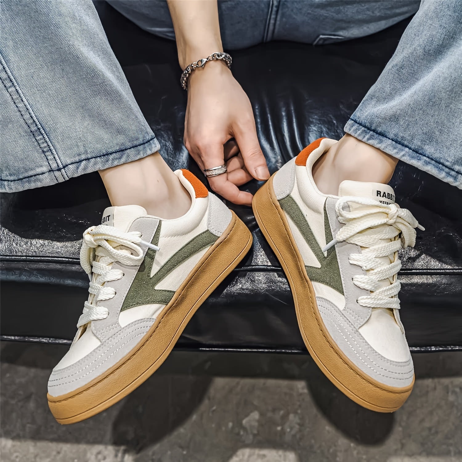 Lukas – Vintage Low Top Sneaker for Men - Beige Green - 6
