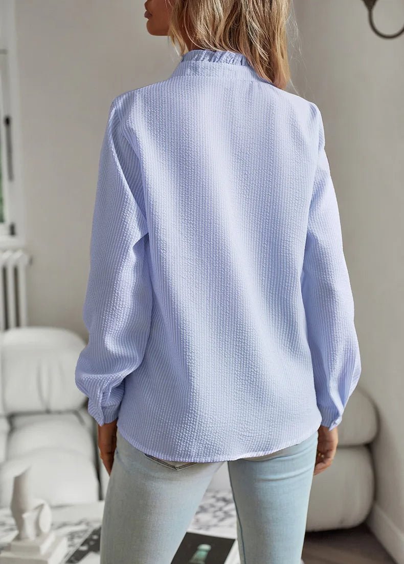 Minna – Elegant blouse in a classic cut - Blue - S