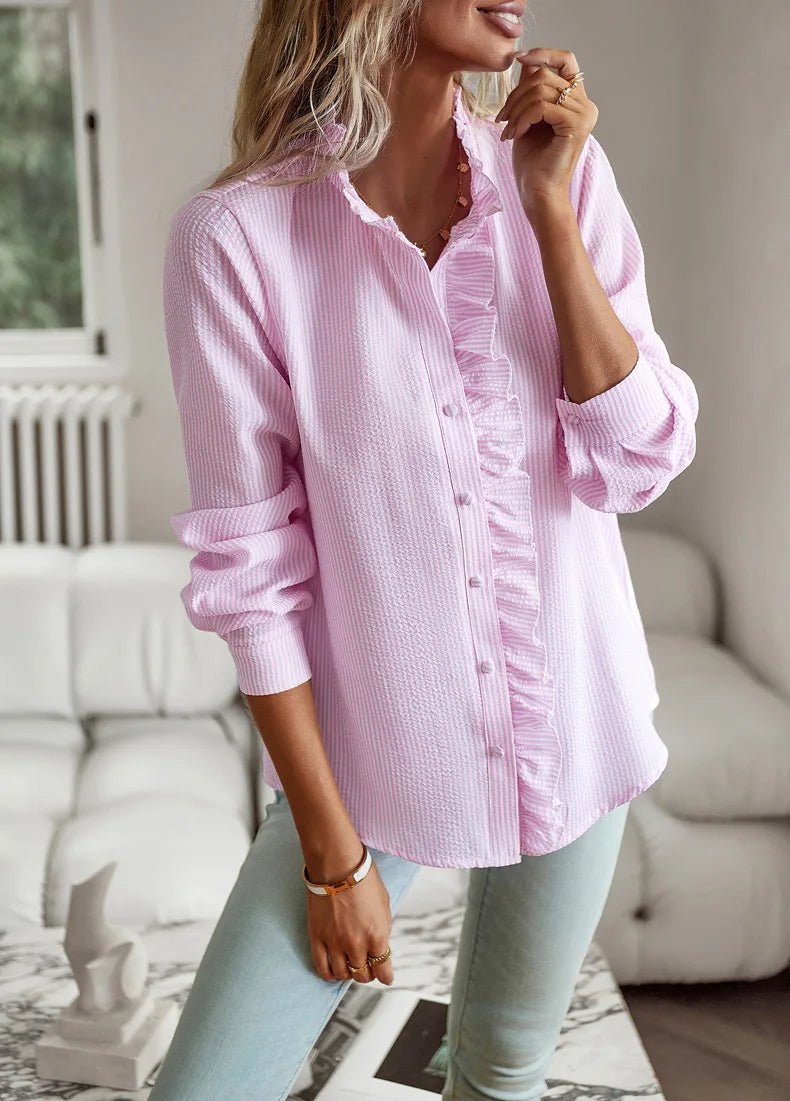Minna – Elegant blouse in a classic cut - Pink - S
