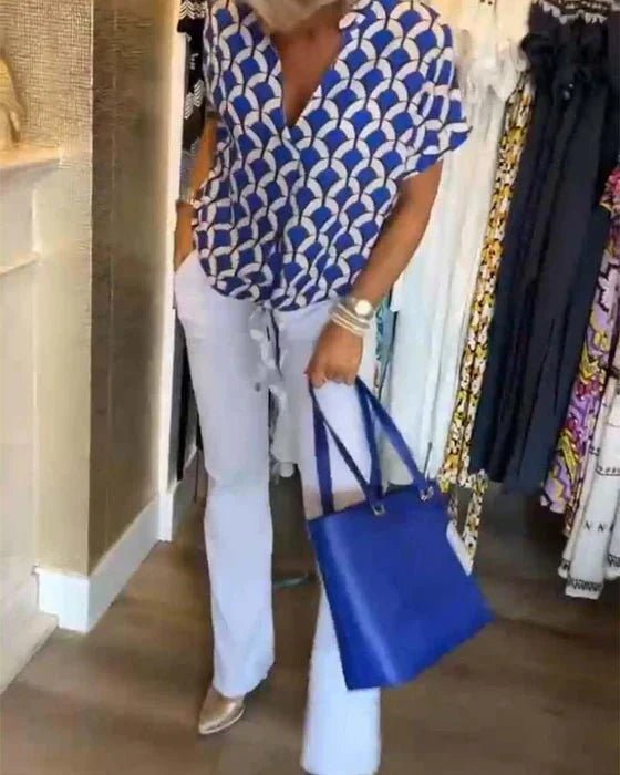Monika – Elegant Casual Summer Top - Blue - S