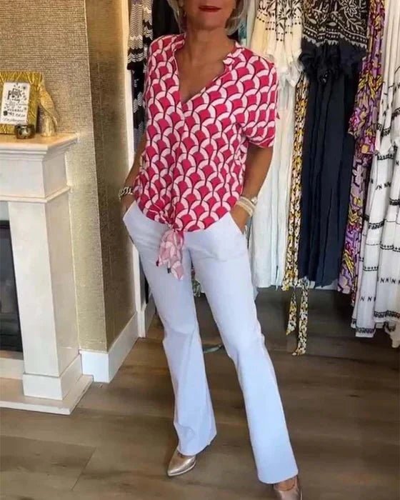 Monika – Elegant Casual Summer Top - Red - S