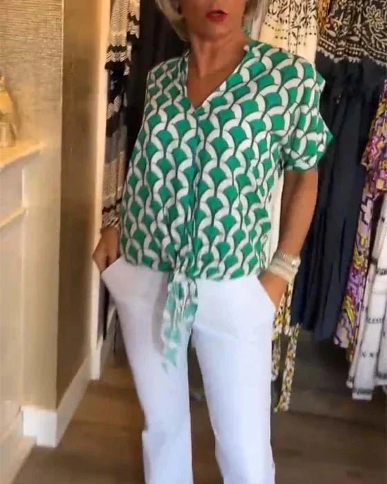 Monika – Elegant Casual Summer Top - Green - S