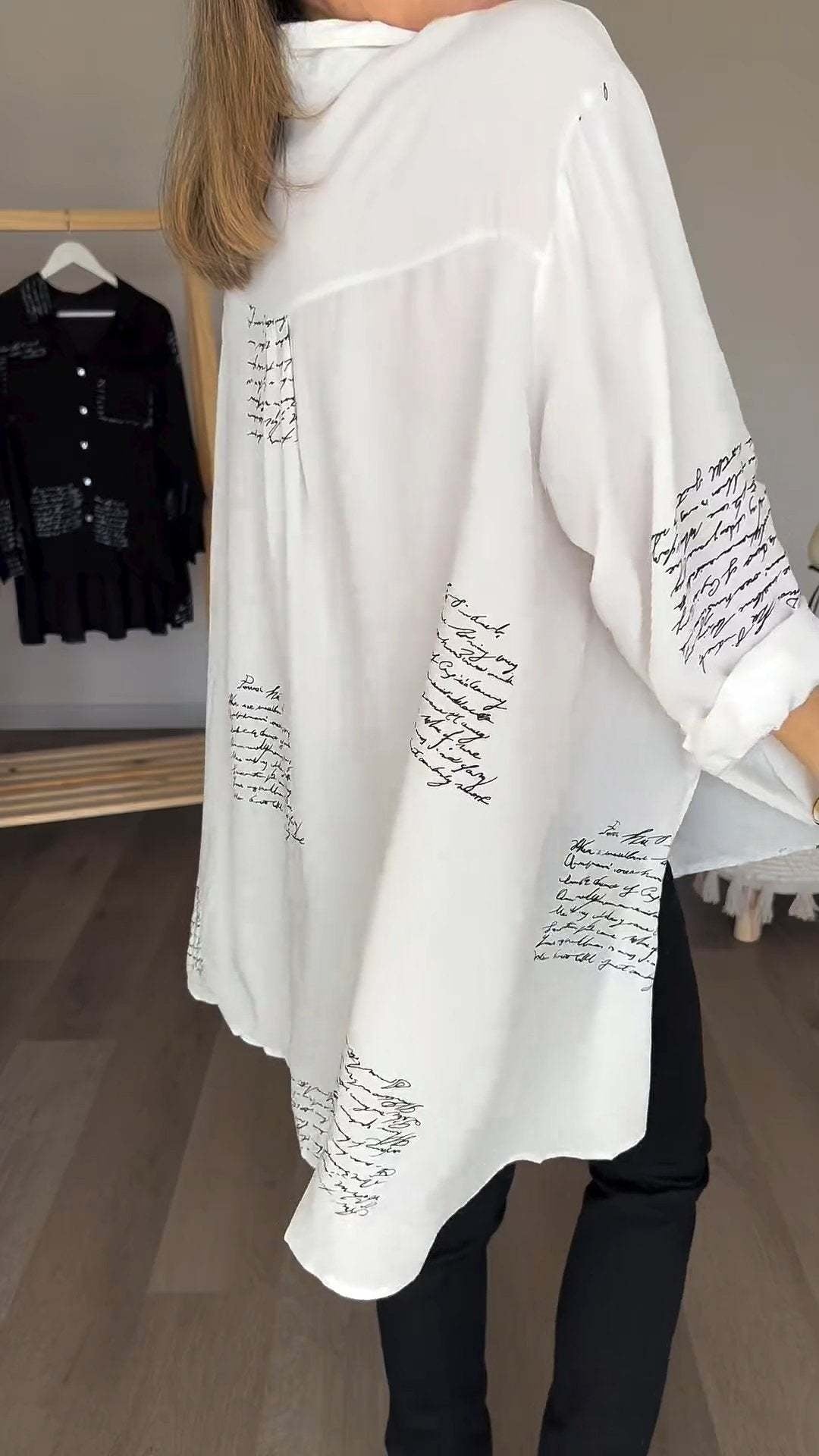 Monika – Stylish Oversized Button - Up Shirt - White - S