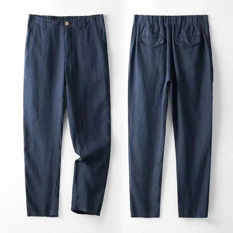 Noah – Elegant Linen Suit - Navy Blue - S