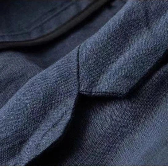 Noah – Elegant Linen Suit - Navy Blue - S