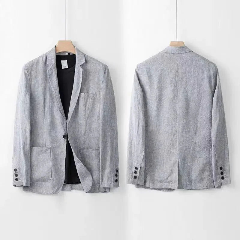 Noah – Elegant Linen Suit - Grey - S