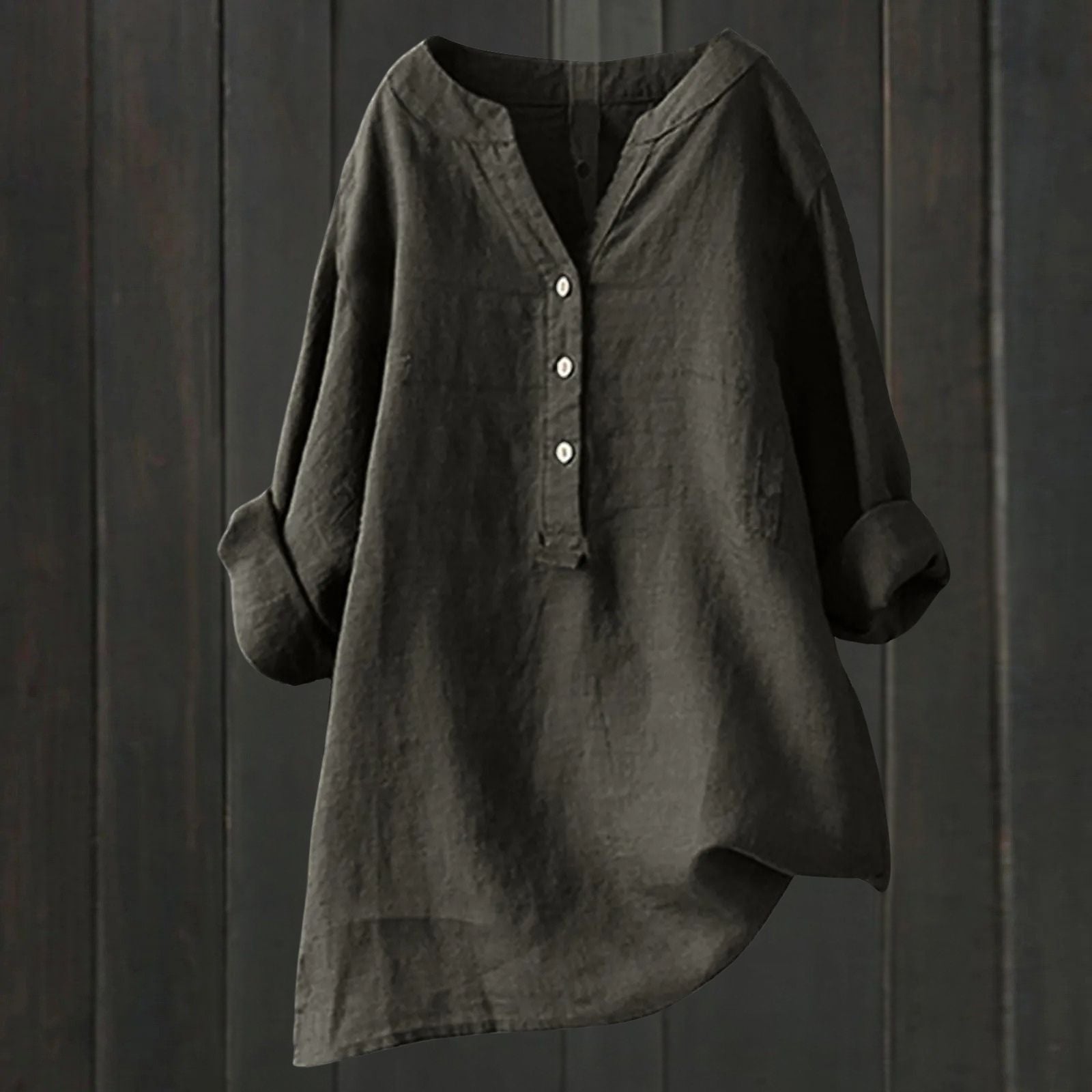 Odilia – Elegant Slim Fit Blouse - Dark Grey - S