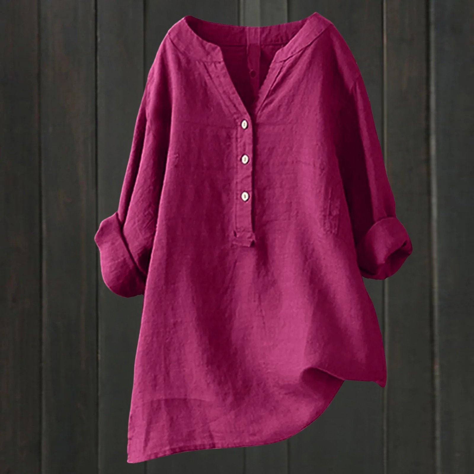 Odilia – Elegant Slim Fit Blouse - Dark Pink - S