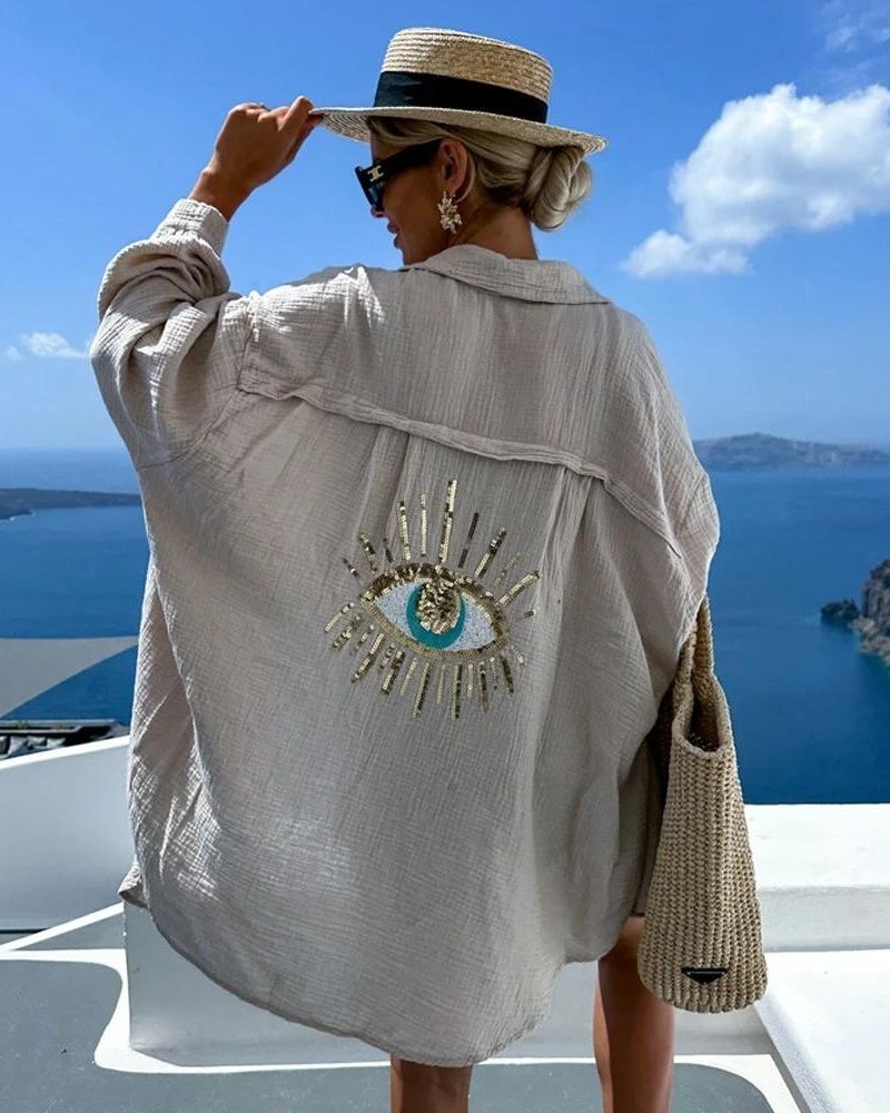 Samira – Elegant Blouse with Sequin & Bead Details - Blouse - Flaro