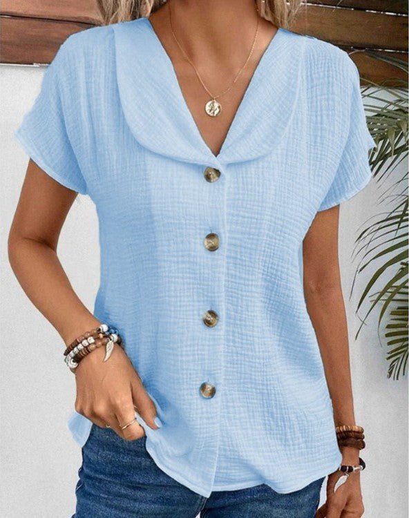 Selma – Elegant Summer Blouse - Blue - S