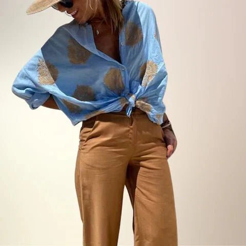 Sieglinde – Stylish Airy Blouse - Ocean Blue - S