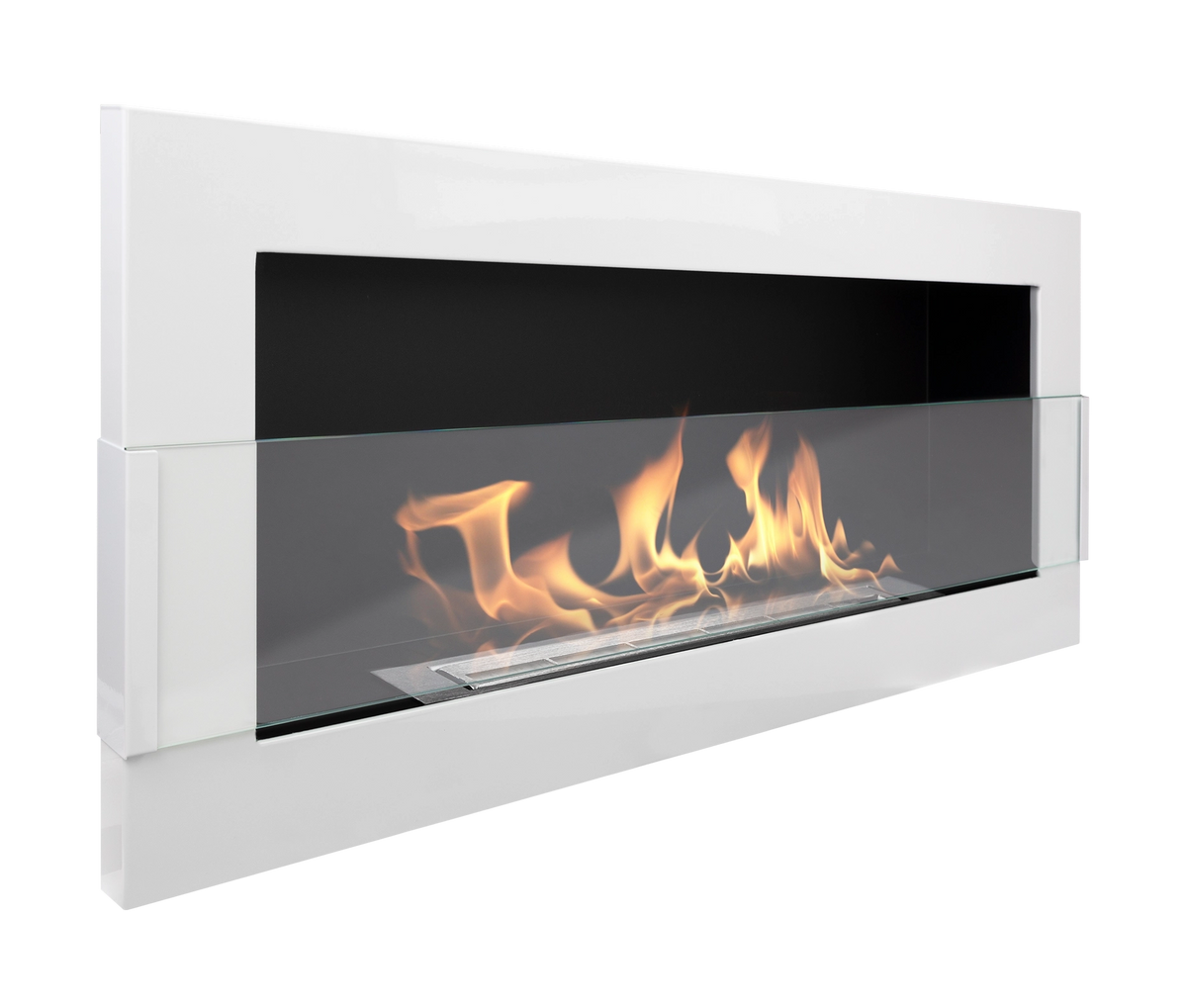 Biofireplace hanging with glass 900x400 white gloss