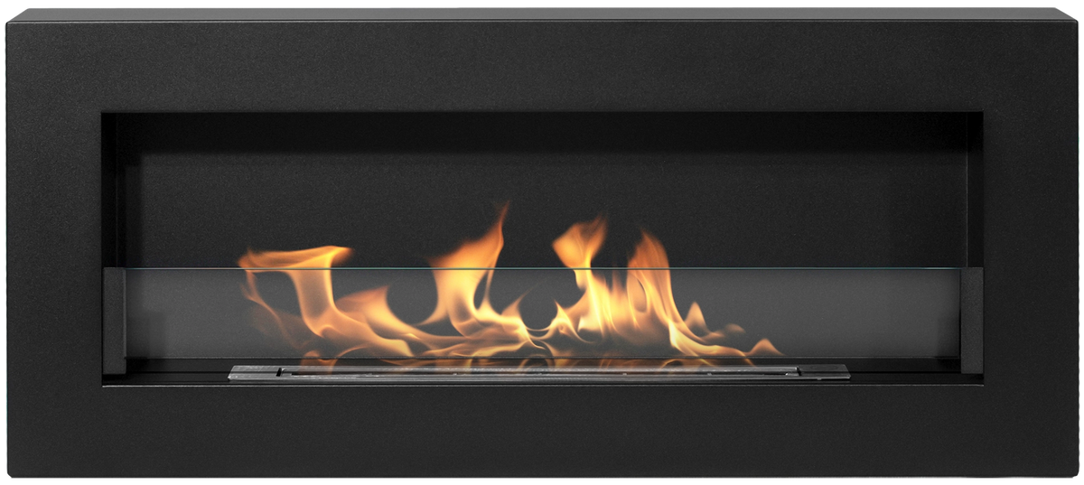 Biofireplace hanging with glass 900x400 Box black structural matte