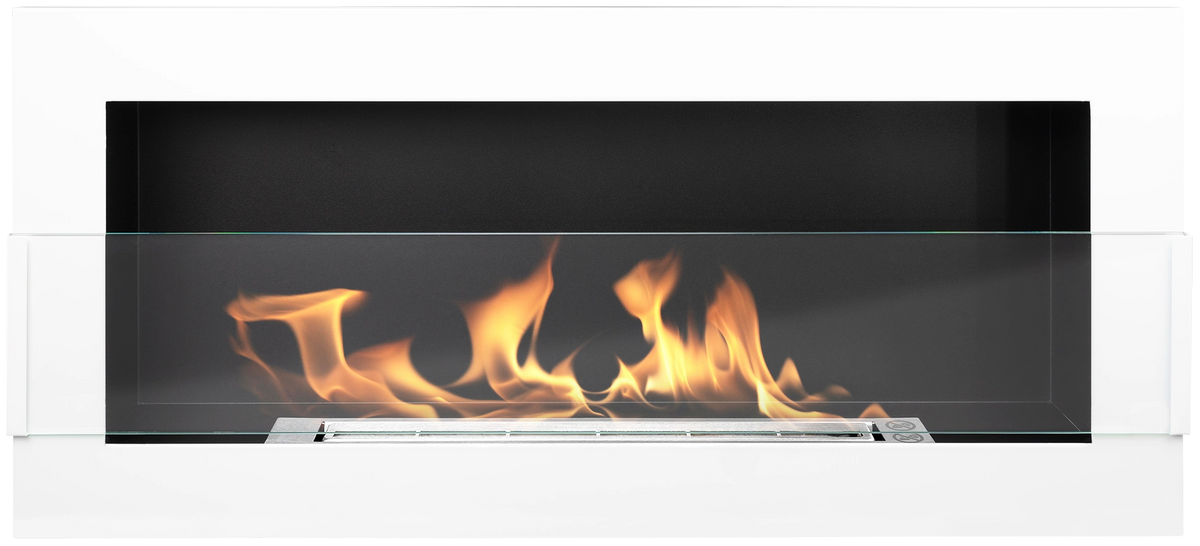 Biofireplace hanging with glass 900x400 white gloss