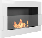 Biofireplace hanging with glass 650x400 white gloss