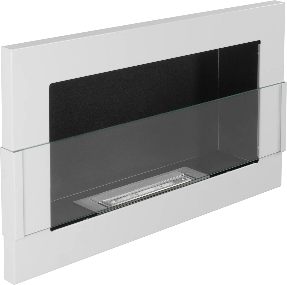 Biofireplace hanging with glass 650x400 white gloss