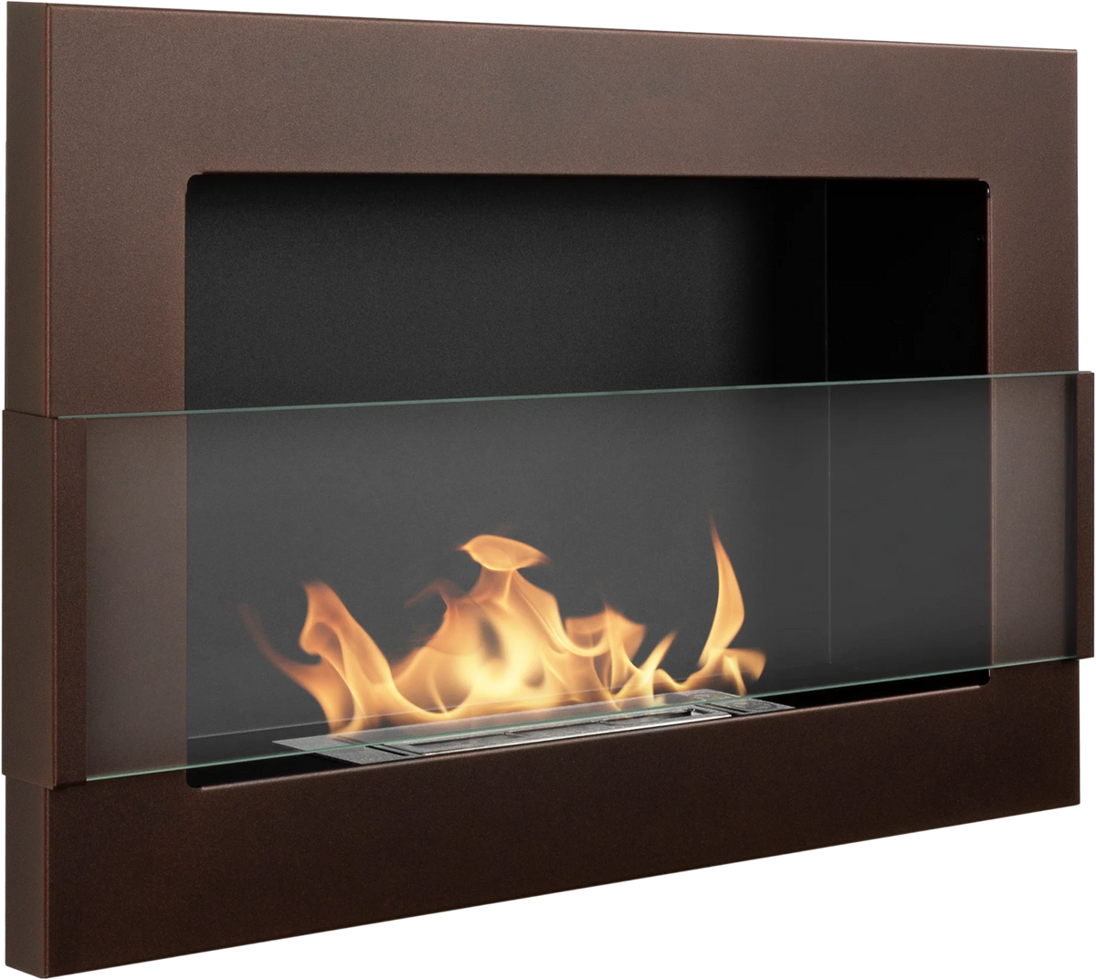 Biofireplace hanging with glass 650x400 brown