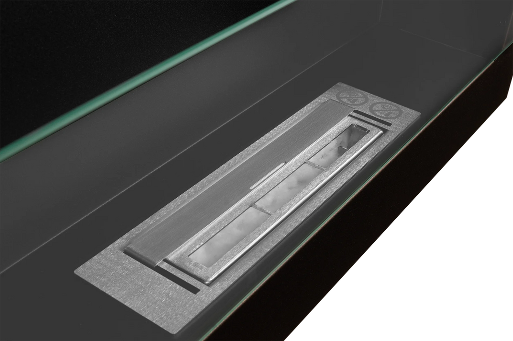 Biofireplace hanging with glass 650x400 brown