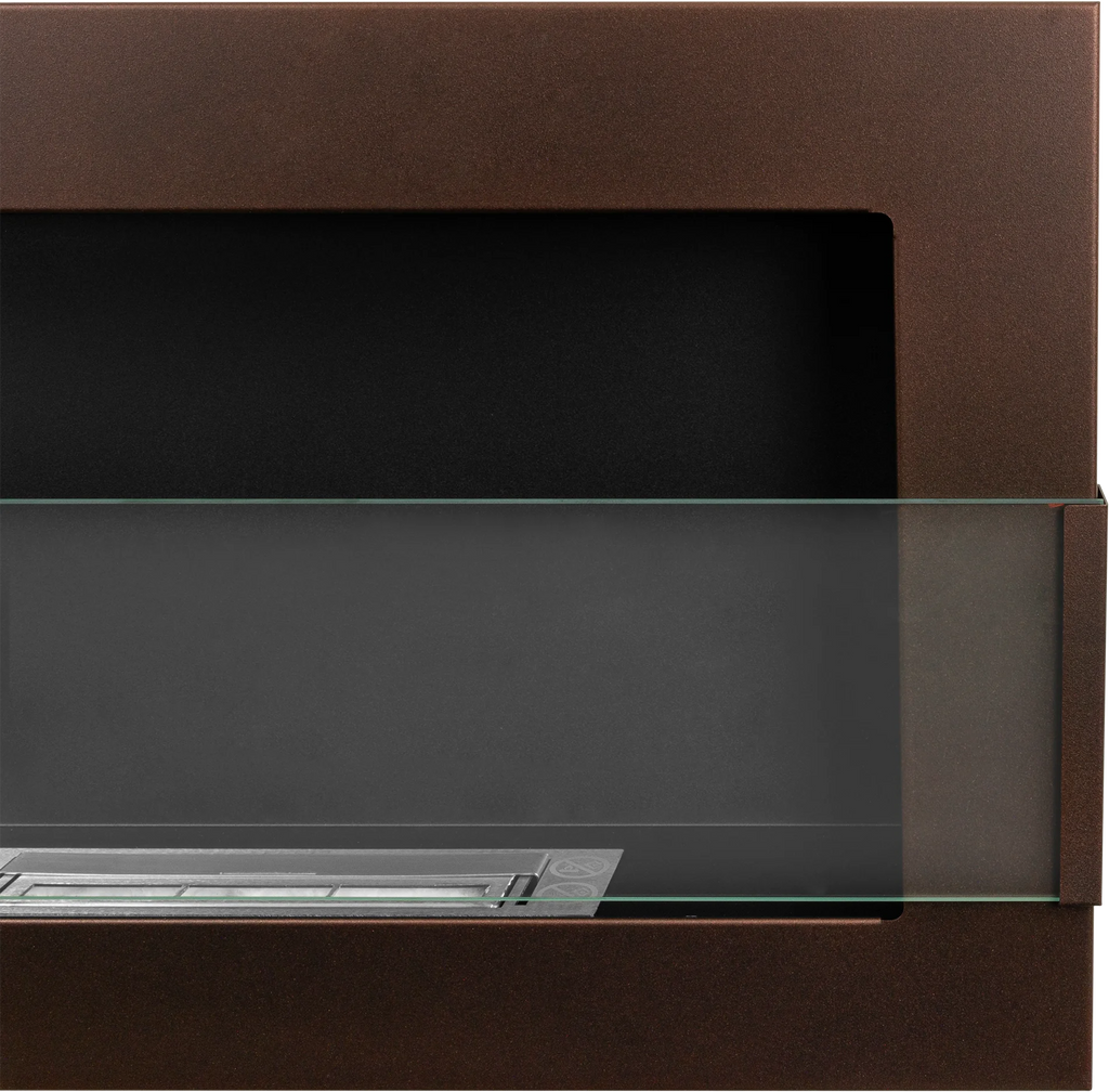 Biofireplace hanging with glass 650x400 brown