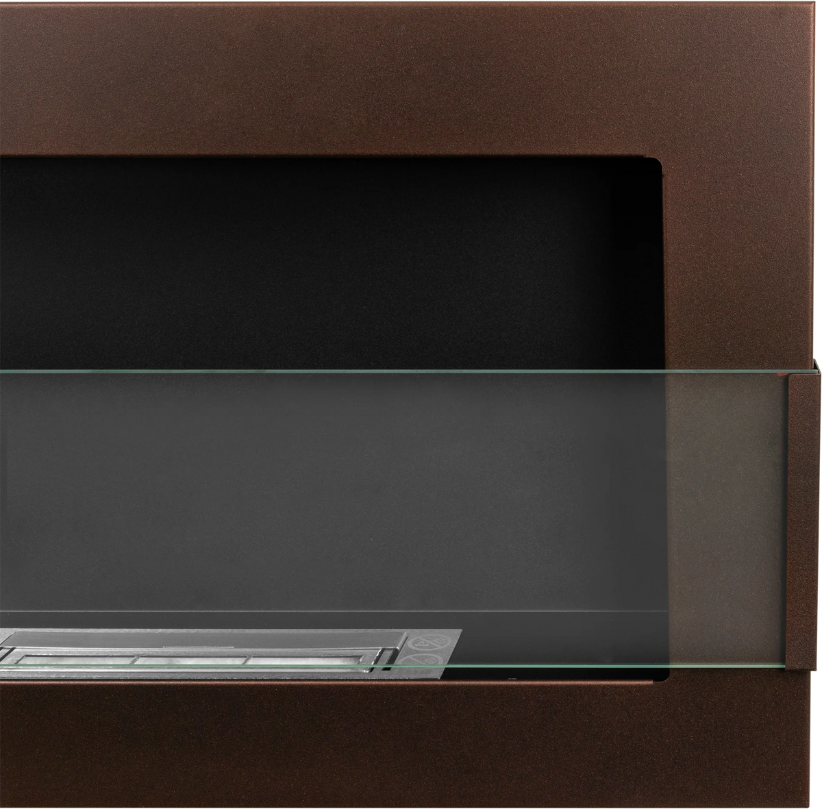 Biofireplace hanging with glass 650x400 brown