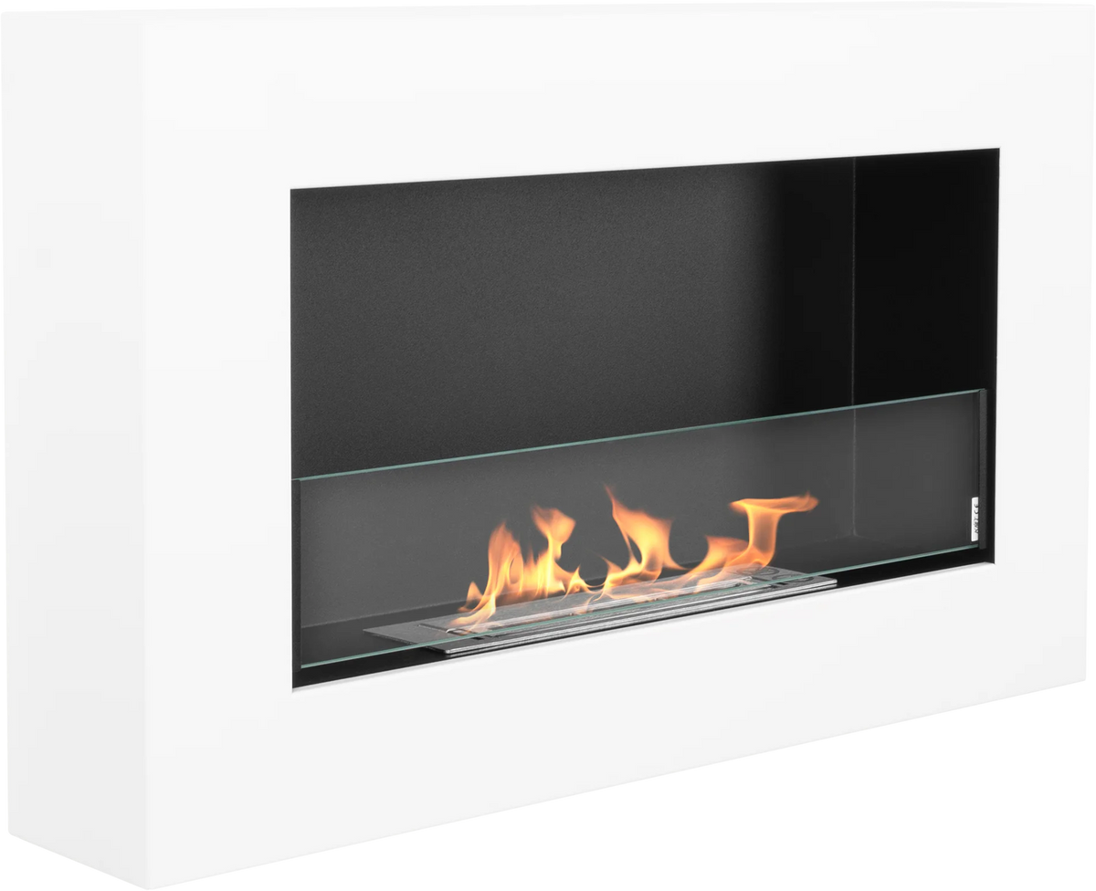 Biofireplace hanging with glass 650x400 BOX white structural matte