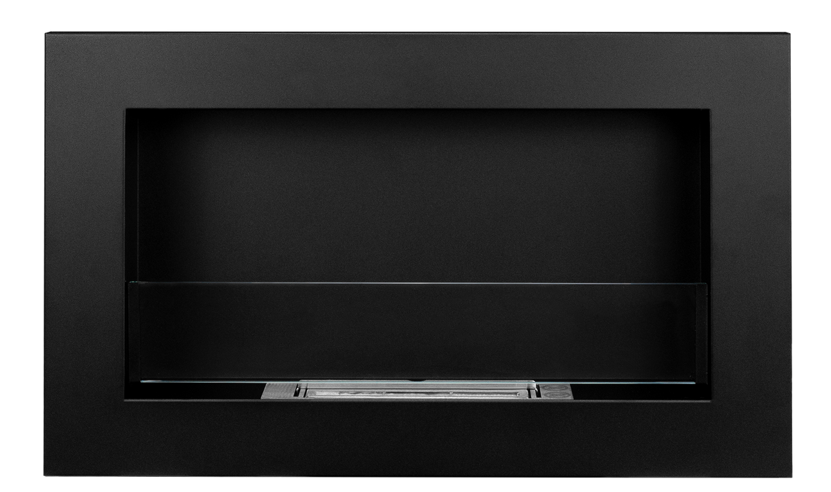 Biofireplace hanging with glass 650x400 Slim black structural matte