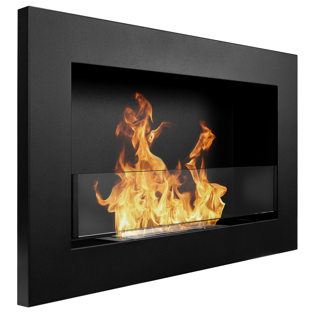 Biofireplace hanging with glass 650x400 Slim black structural matte