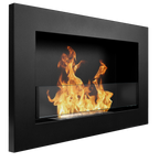 Biofireplace hanging with glass 650x400 Slim black structural matte